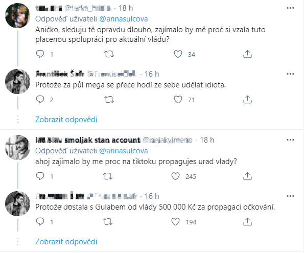 Anna Šulc je terčem kritiky. Anna Šulc je terčem kritiky.