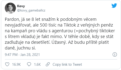 Ozval se i youtuber Kovy. Ozval se i youtuber Kovy.