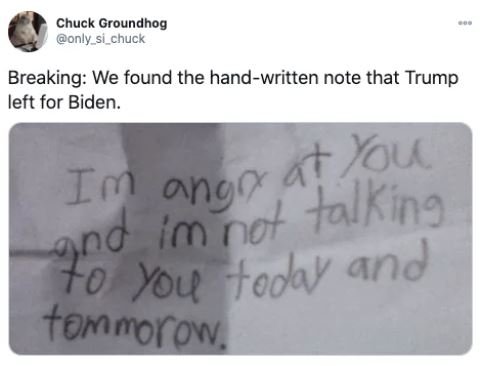 Co napsal Trump na vzkaz prezidentu Bidenovi? Co napsal Trump na vzkaz prezidentu Bidenovi?