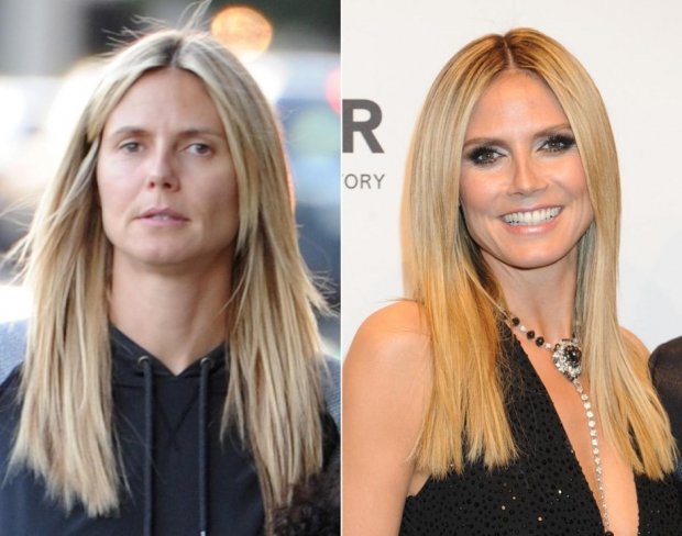 Topmodelka Heidi Klum nenalíčená a nalíčená Topmodelka Heidi Klum nenalíčená a nalíčená