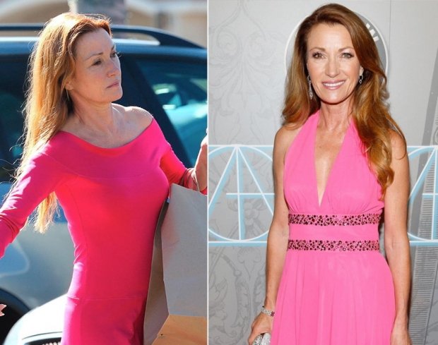 Herečka Jane Seymour nenalíčená a nalíčená Herečka Jane Seymour nenalíčená a nalíčená