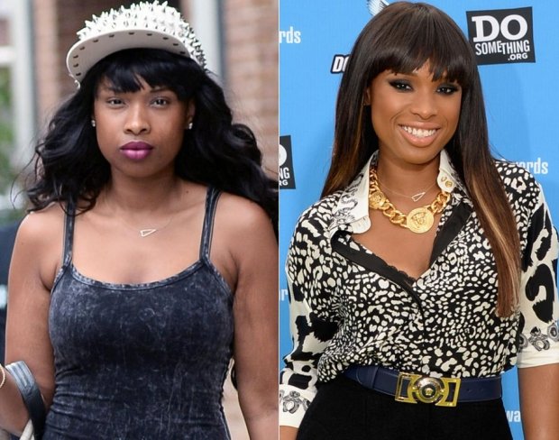 Zpěvačka Jennifer Hudson nenalíčená a nalíčená Zpěvačka Jennifer Hudson nenalíčená a nalíčená