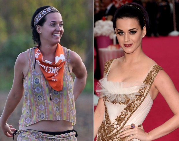 Zpěvačka Katy Perry nenalíčená a nalíčená Zpěvačka Katy Perry nenalíčená a nalíčená