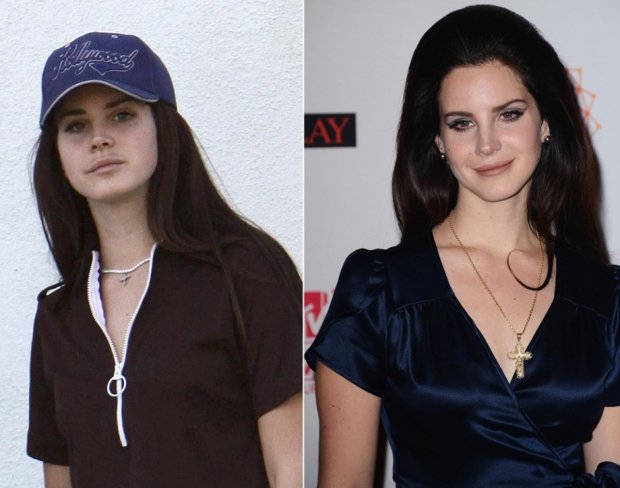 Zpěvačka Lana Del Ray nenalíčená a nalíčená Zpěvačka Lana Del Ray nenalíčená a nalíčená