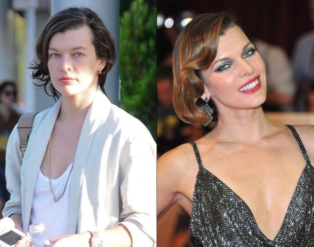 Topmodelka a herečka Milla Jovovich nenalíčená a nalíčená Topmodelka a herečka Milla Jovovich nenalíčená a nalíčená