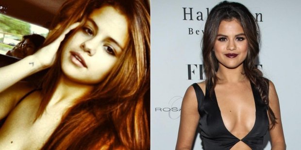 Zpěvačka Selena Gomez nenalíčená a nalíčená Zpěvačka Selena Gomez nenalíčená a nalíčená