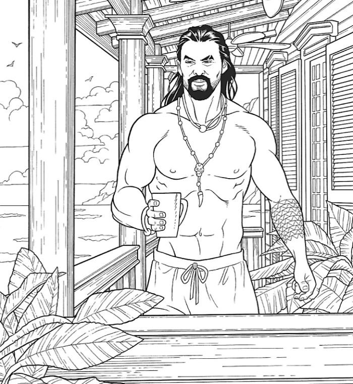 Jason Momoa na terase. Jason Momoa na terase.
