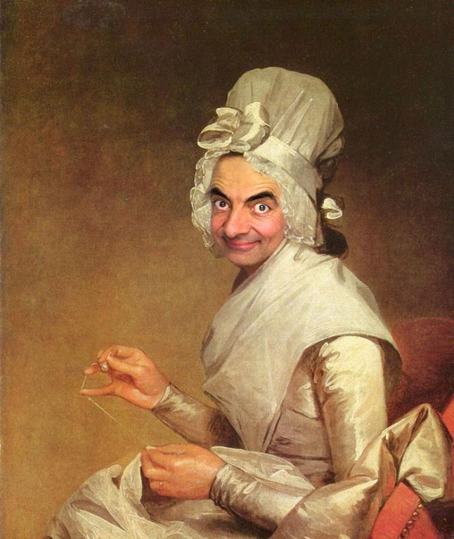 Mr. Bean digitálně zapracovaný do historických portrétů... Původně “Mrs. Richard Yates” od Gilberta Stuarta Mr. Bean digitálně zapracovaný do historických portrétů... Původně “Mrs. Richard Yates” od Gilberta Stuarta