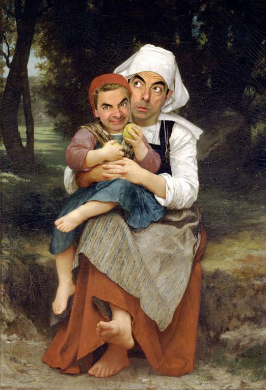 Mr. Bean digitálně zapracovaný do historických portrétů... Původně "Bratr a sestra" William-Adolphe Bouguereau Mr. Bean digitálně zapracovaný do historických portrétů... Původně "Bratr a sestra" William-Adolphe Bouguereau
