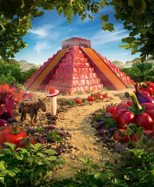 Krajinky z jídla – mayská pyramida Krajinky z jídla – mayská pyramida